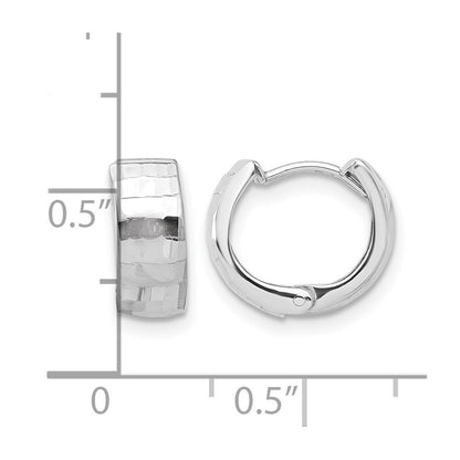 14K Weißgold Poliert und Diamantiert Huggie Creolen