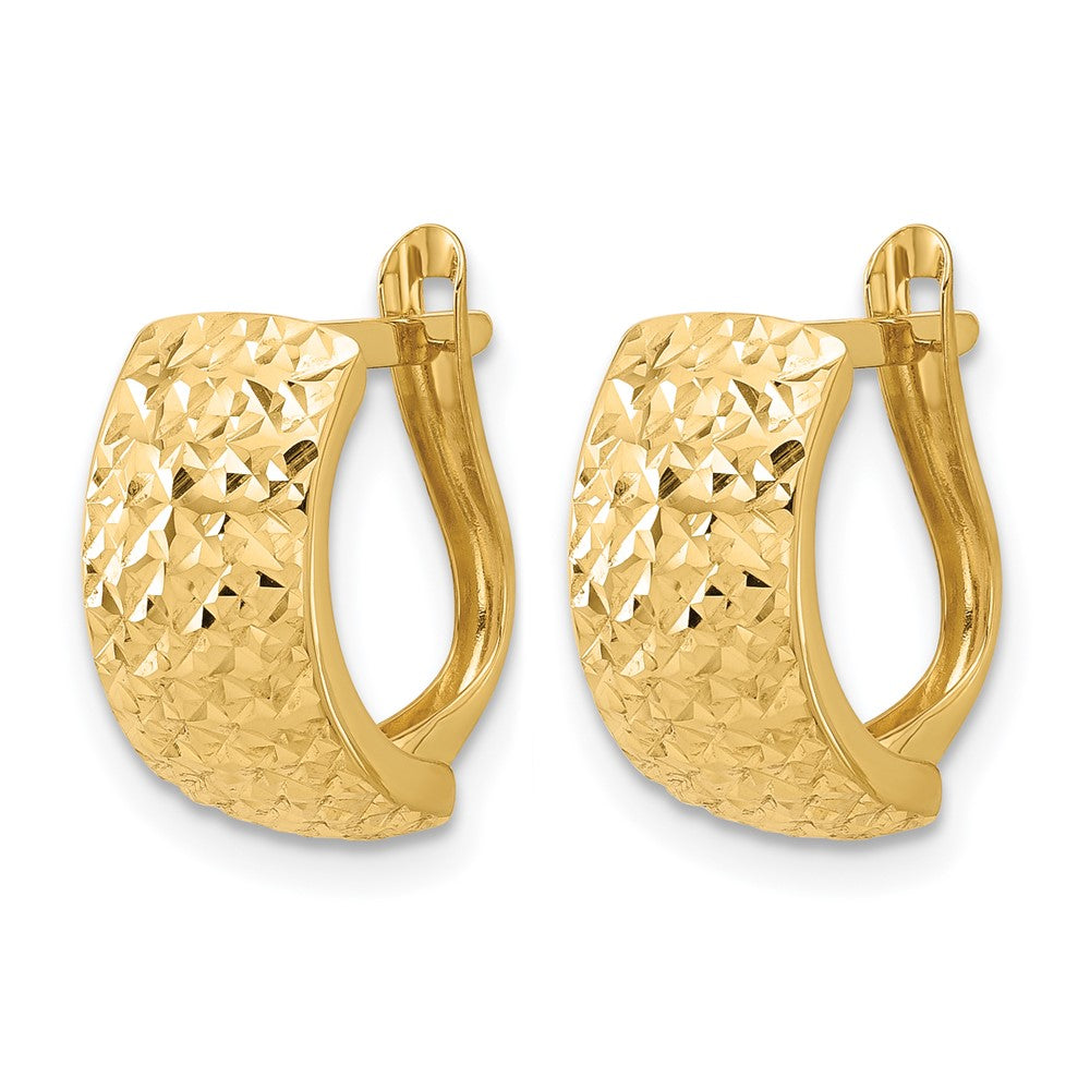 14K Gelbgold Poliert und Diamantiert Omega Rückseite Ohrringe
