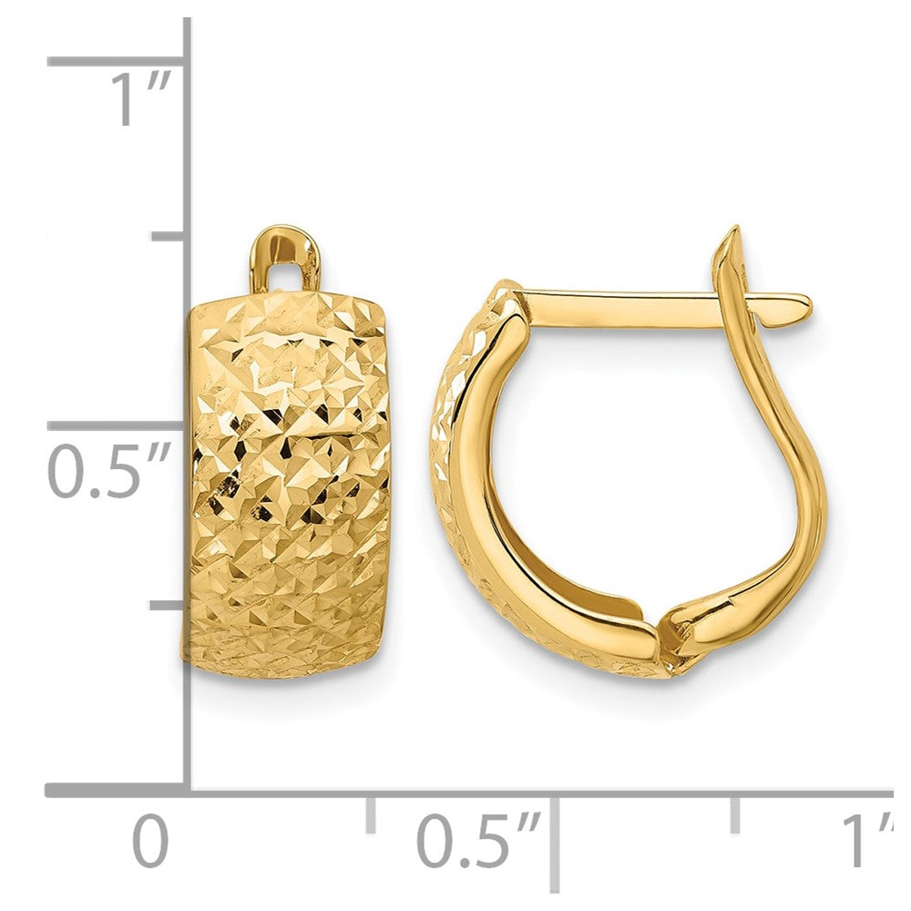 14K Gelbgold Poliert und Diamantiert Omega Rückseite Ohrringe