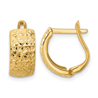 14K Gelbgold Poliert und Diamantiert Omega Rückseite Ohrringe