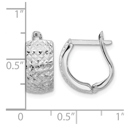 14K Weißgold Poliert und Diamantiert Omega Rückseite Ohrringe