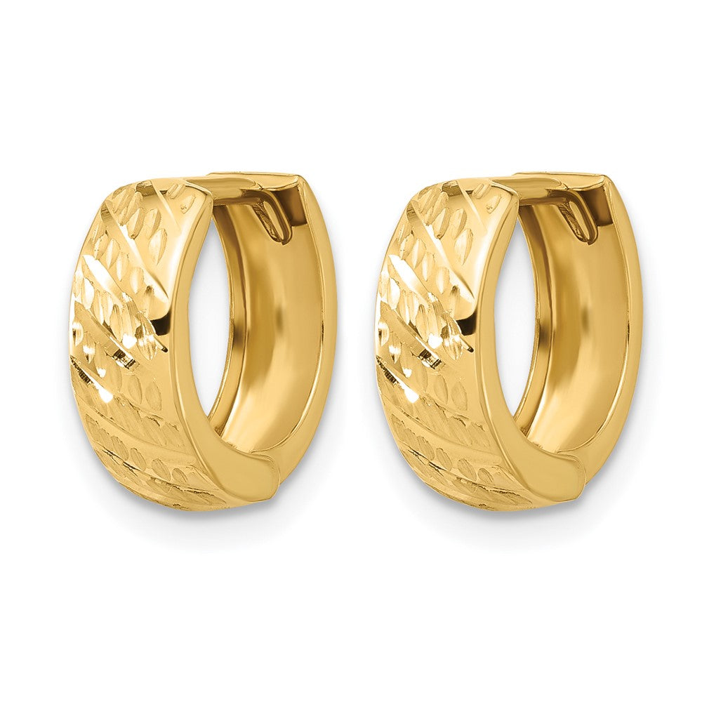 14K Gelbgold Poliert und Diamantiert Huggie Creolen