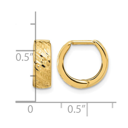 14K Gelbgold Poliert und Diamantiert Huggie Creolen