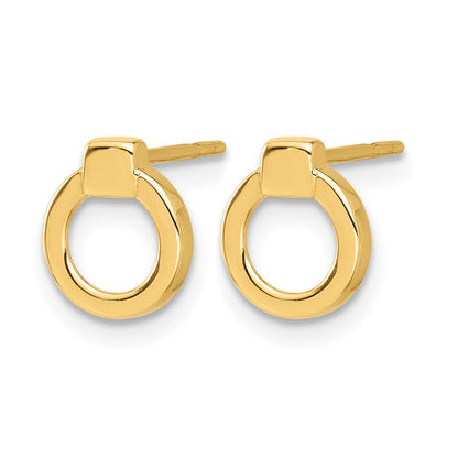 14K Gelbgold Poliert Kreis Ohrstecker