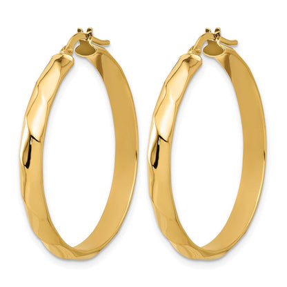 14K Gelbgold Poliert Gedreht Rund Creolen