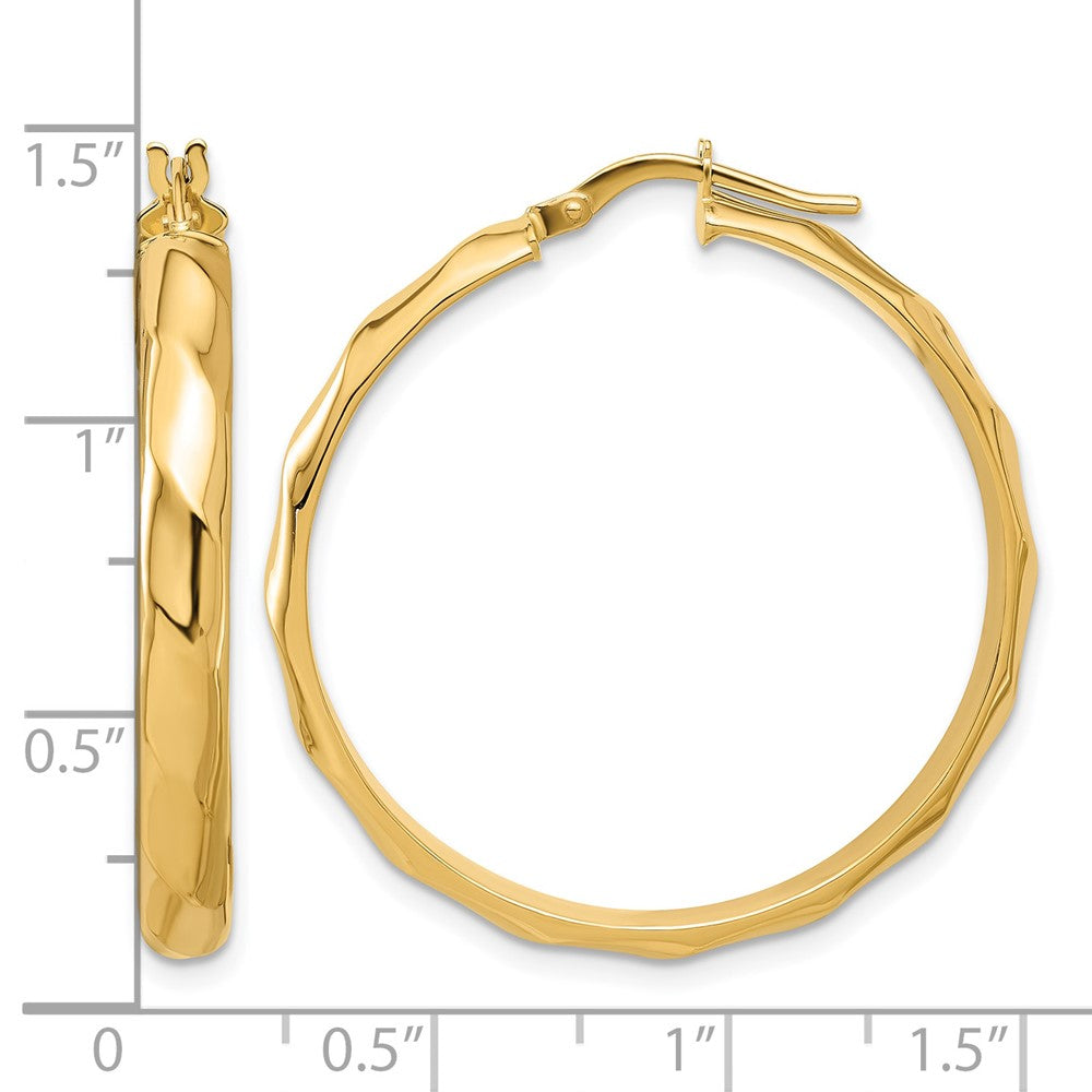 14K Gelbgold Poliert Gedreht Rund Creolen