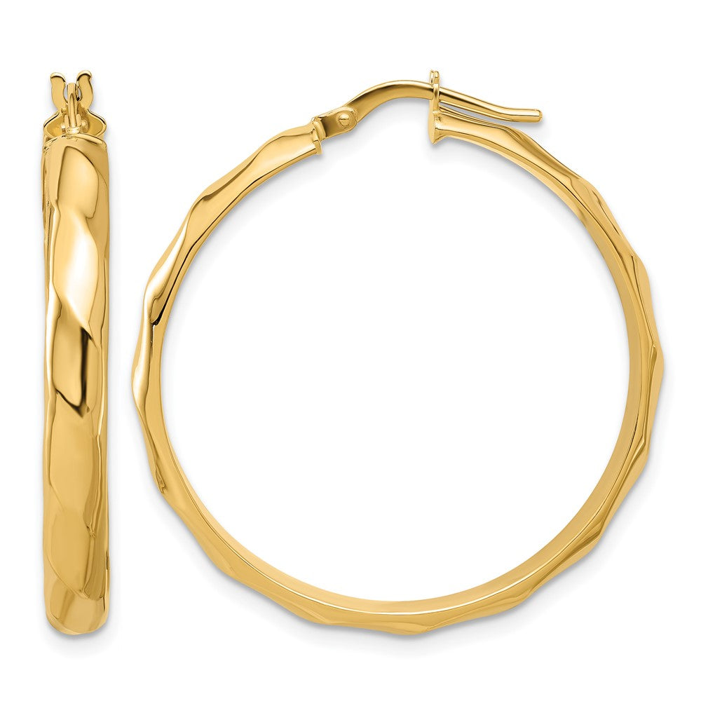 14K Gelbgold Poliert Gedreht Rund Creolen