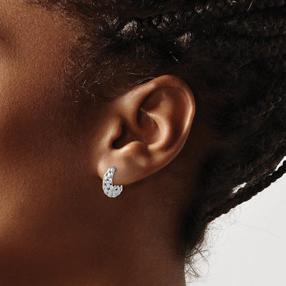 14K Weißgold Satiniert J Creolen