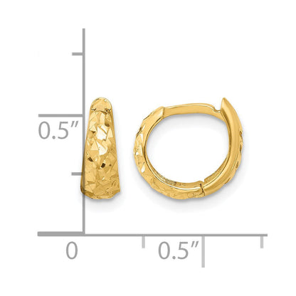 14K Gelbgold Poliert und Diamantiert Huggie Creolen
