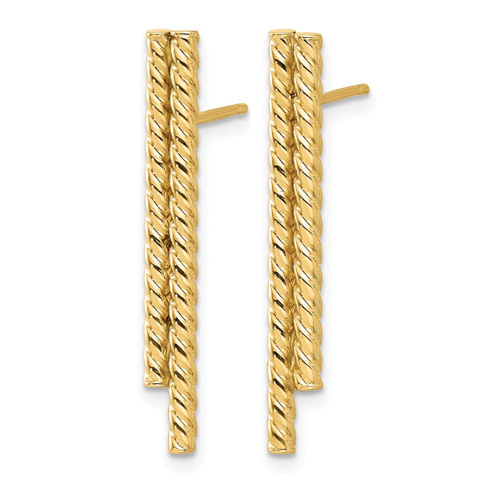 14K Gelbgold Poliert Gedreht Stab Ohrstecker