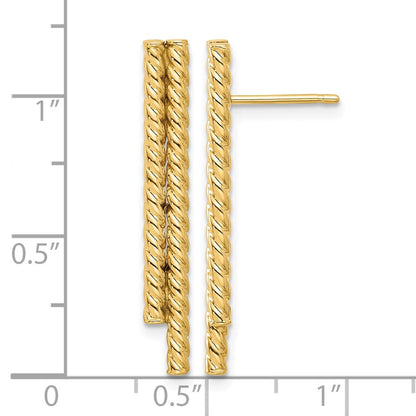 14K Gelbgold Poliert Gedreht Stab Ohrstecker