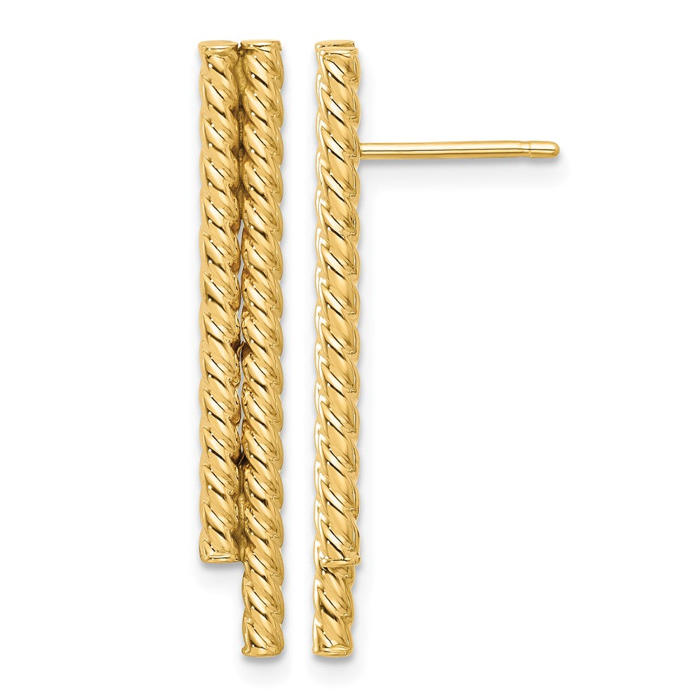14K Gelbgold Poliert Gedreht Stab Ohrstecker