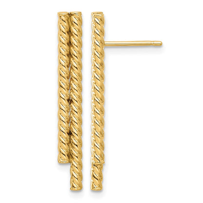 14K Gelbgold Poliert Gedreht Stab Ohrstecker