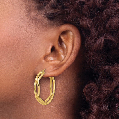 14K Gelbgold Poliert Geometric Creolen