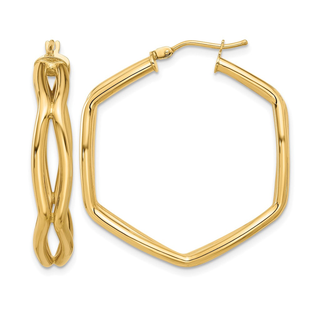 14K Gelbgold Poliert Geometric Creolen