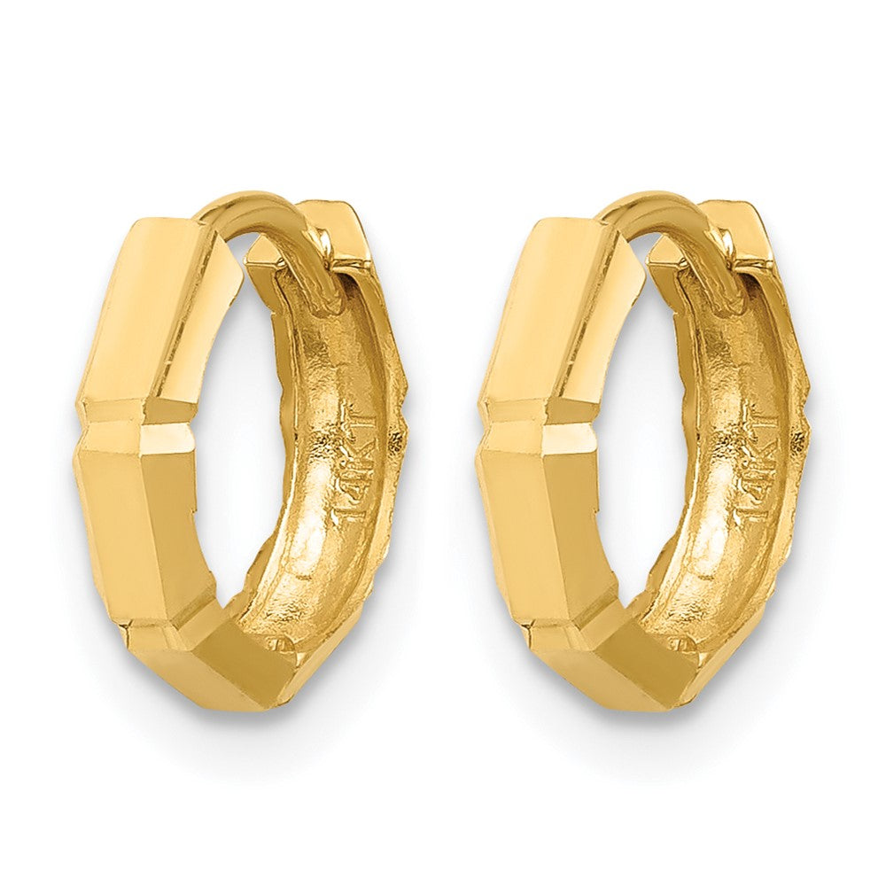 14K Gelbgold Poliert und Diamantiert Huggie Creolen