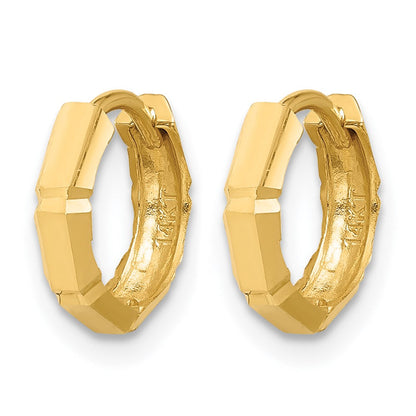 14K Gelbgold Poliert und Diamantiert Huggie Creolen