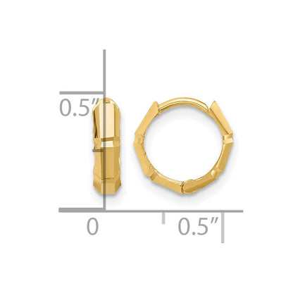 14K Gelbgold Poliert und Diamantiert Huggie Creolen