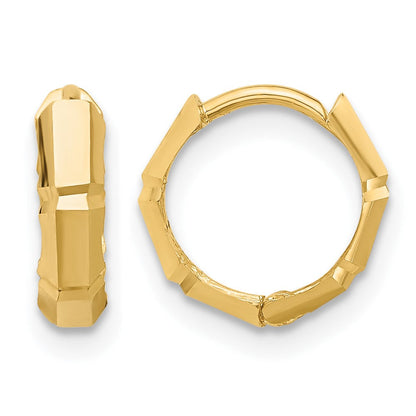 14K Gelbgold Poliert und Diamantiert Huggie Creolen