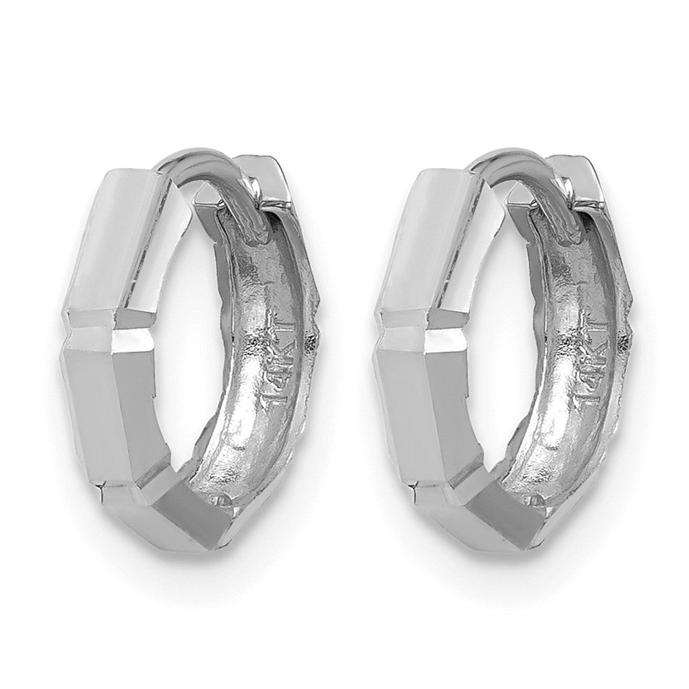 14K Weißgold Poliert/diamantiert Huggie Creolen