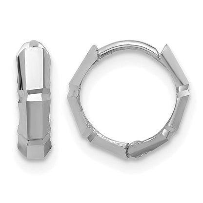 14K Weißgold Poliert/diamantiert Huggie Creolen