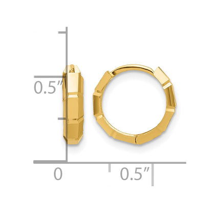 14K Gelbgold Poliert und Diamantiert Huggie Creolen