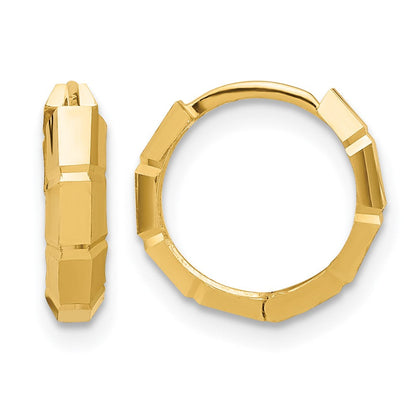 14K Gelbgold Poliert und Diamantiert Huggie Creolen