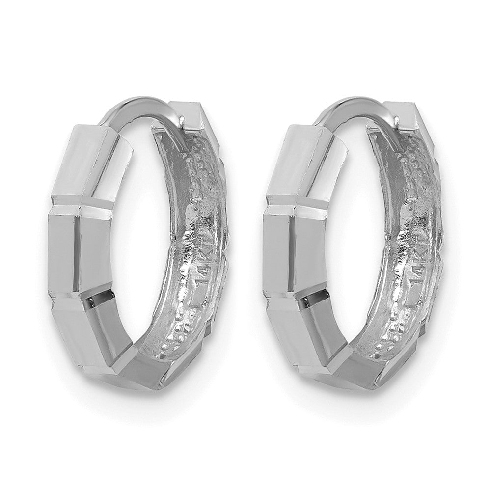 14K Weißgold Poliert/diamantiert Huggie Creolen