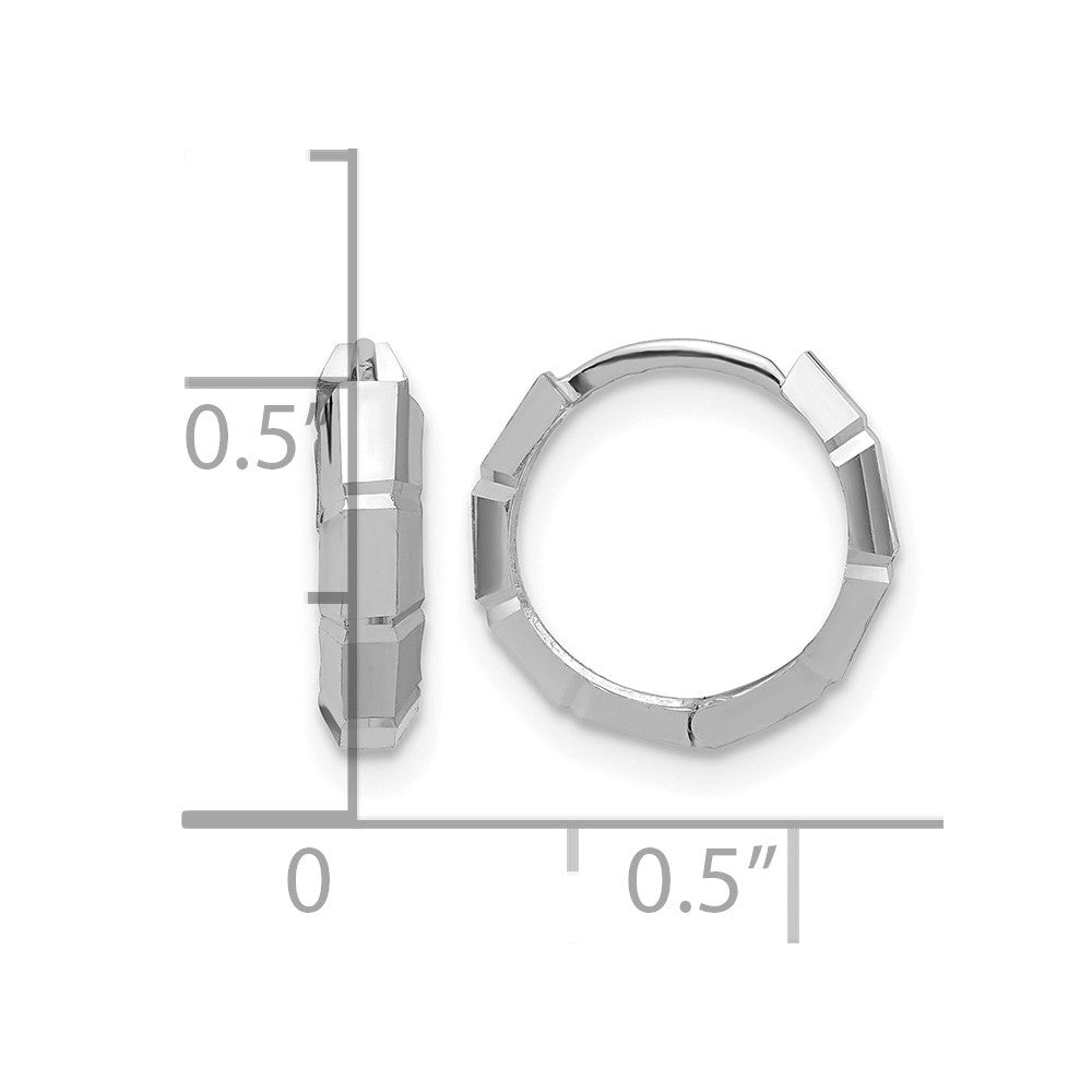14K Weißgold Poliert/diamantiert Huggie Creolen