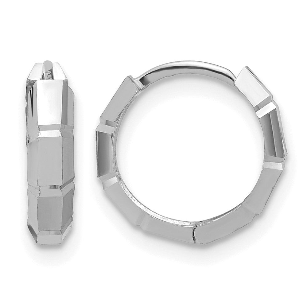 14K Weißgold Poliert/diamantiert Huggie Creolen