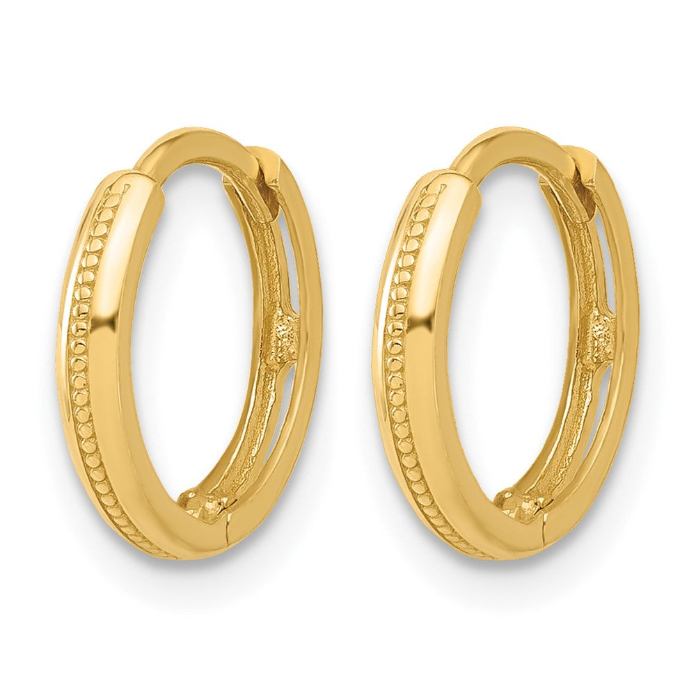 14K Gelbgold Poliert und Strukturiert Huggie Creolen