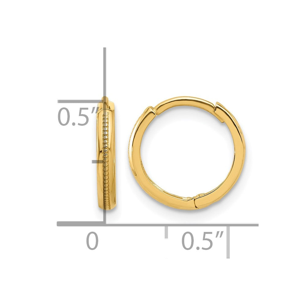 14K Gelbgold Poliert und Strukturiert Huggie Creolen