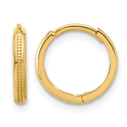 14K Gelbgold Poliert und Strukturiert Huggie Creolen