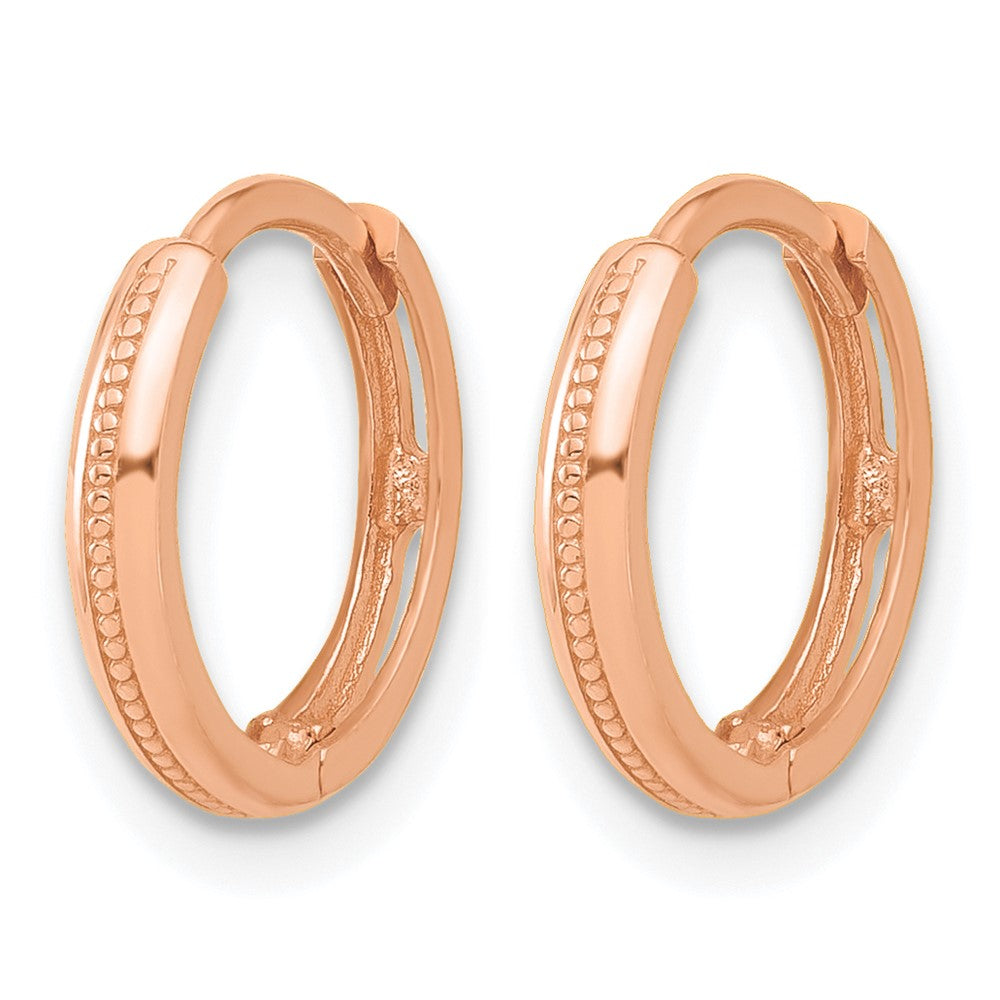 14K Roségold Poliert und Strukturiert Huggie Creolen
