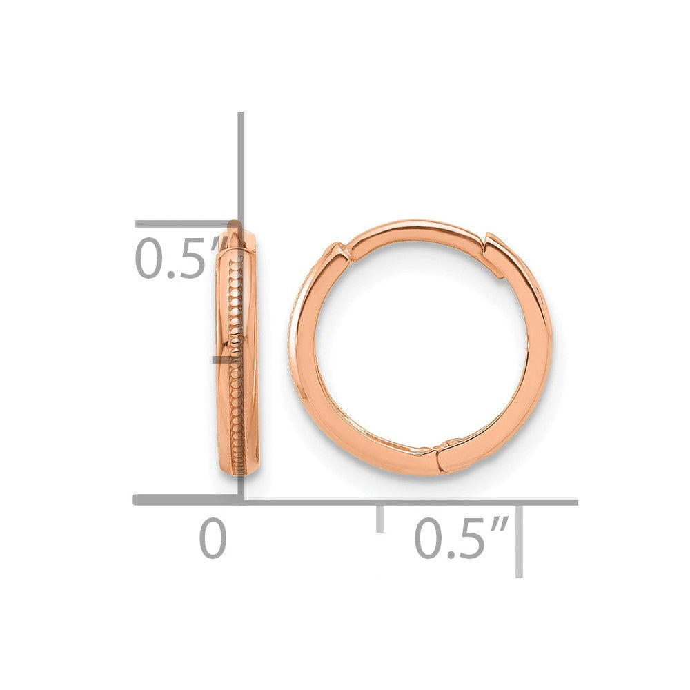 14K Roségold Poliert und Strukturiert Huggie Creolen
