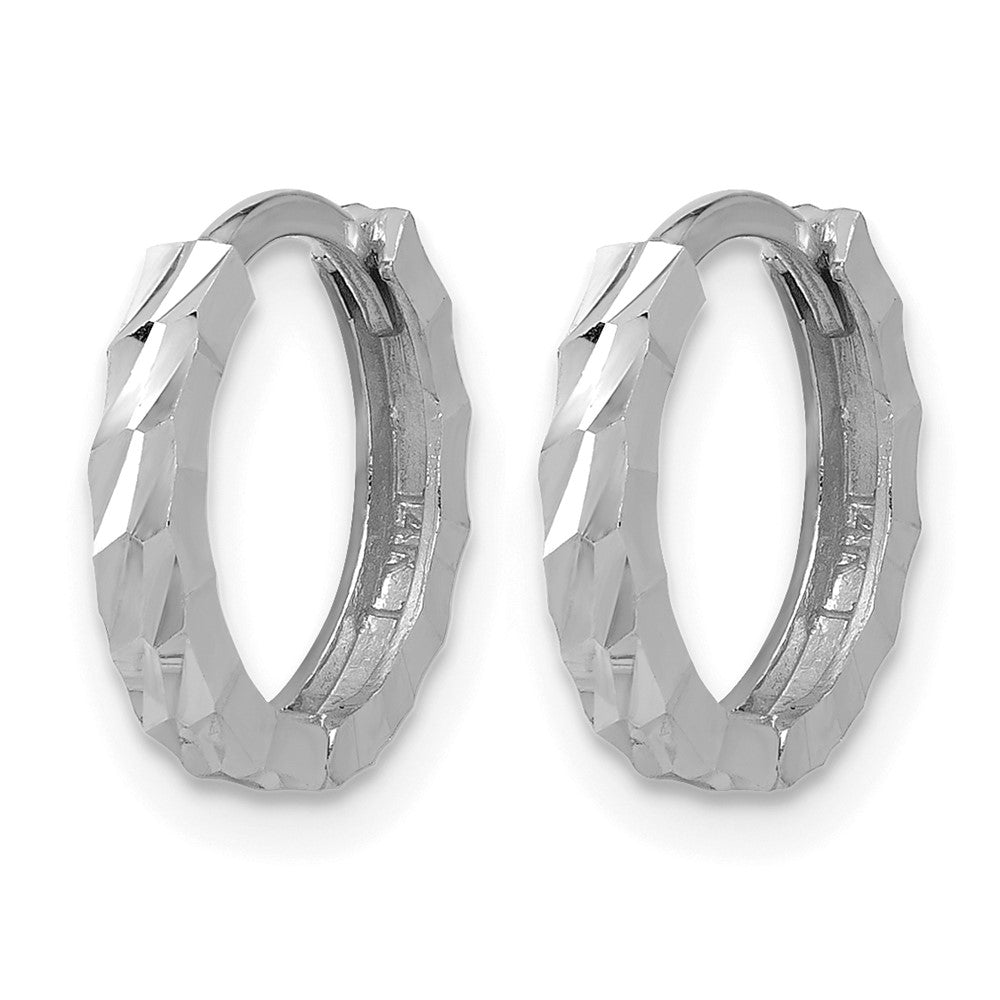 14K Weißgold Poliert/diamantiert Huggie Creolen