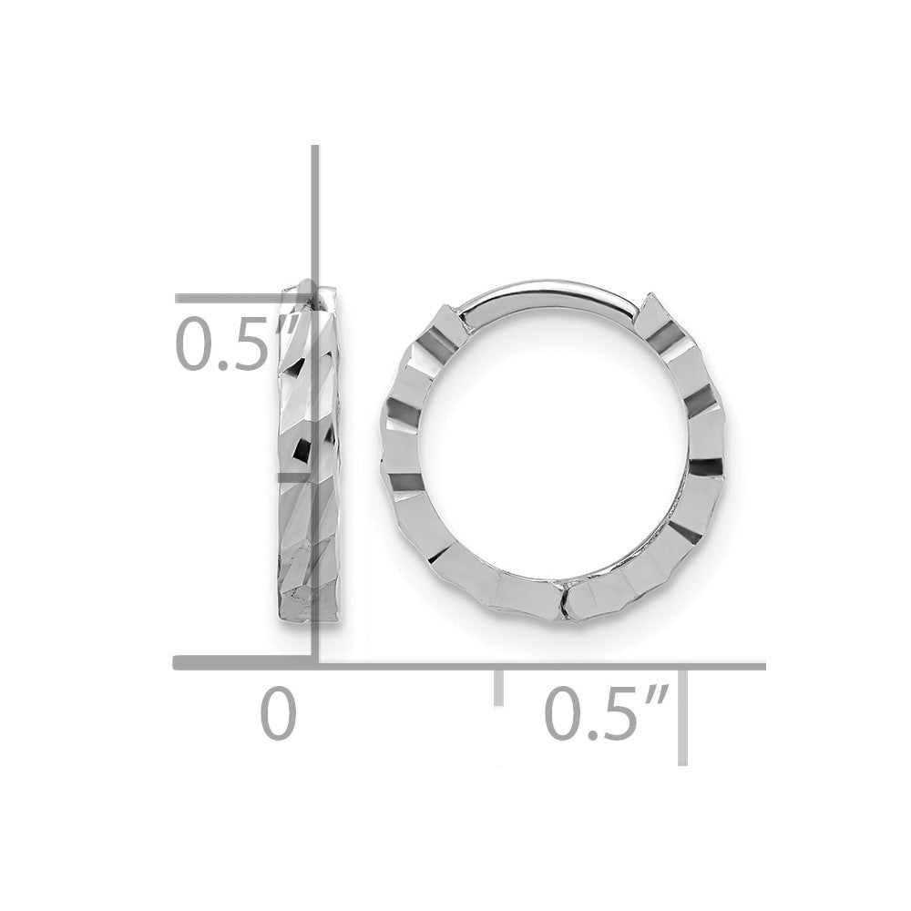 14K Weißgold Poliert/diamantiert Huggie Creolen
