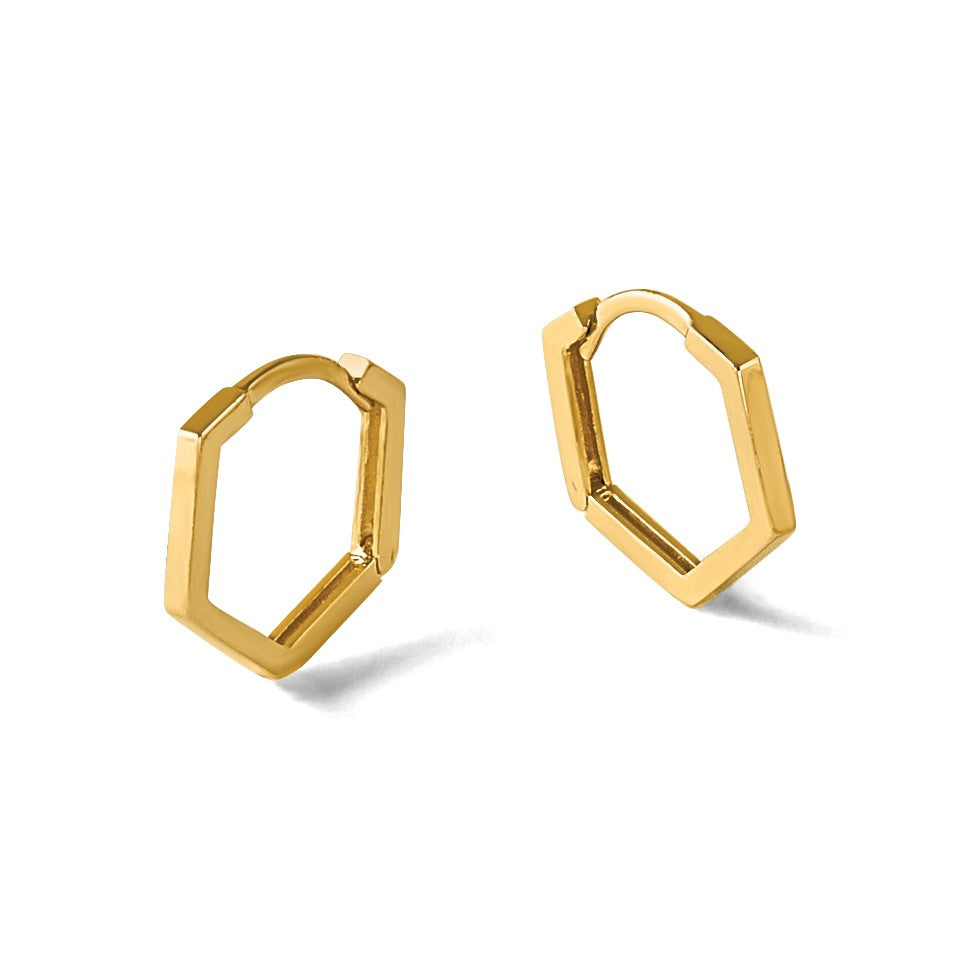 14K Gelbgold Poliert Geometric Creolen