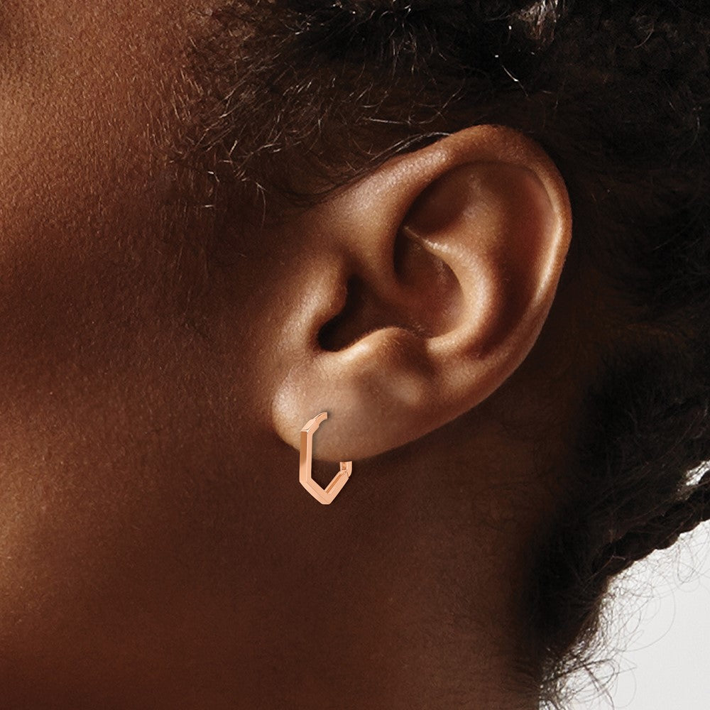 14K Roségold Poliert Geometric Creolen