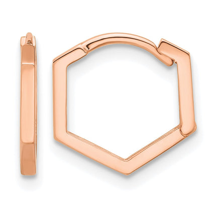 14K Roségold Poliert Geometric Creolen