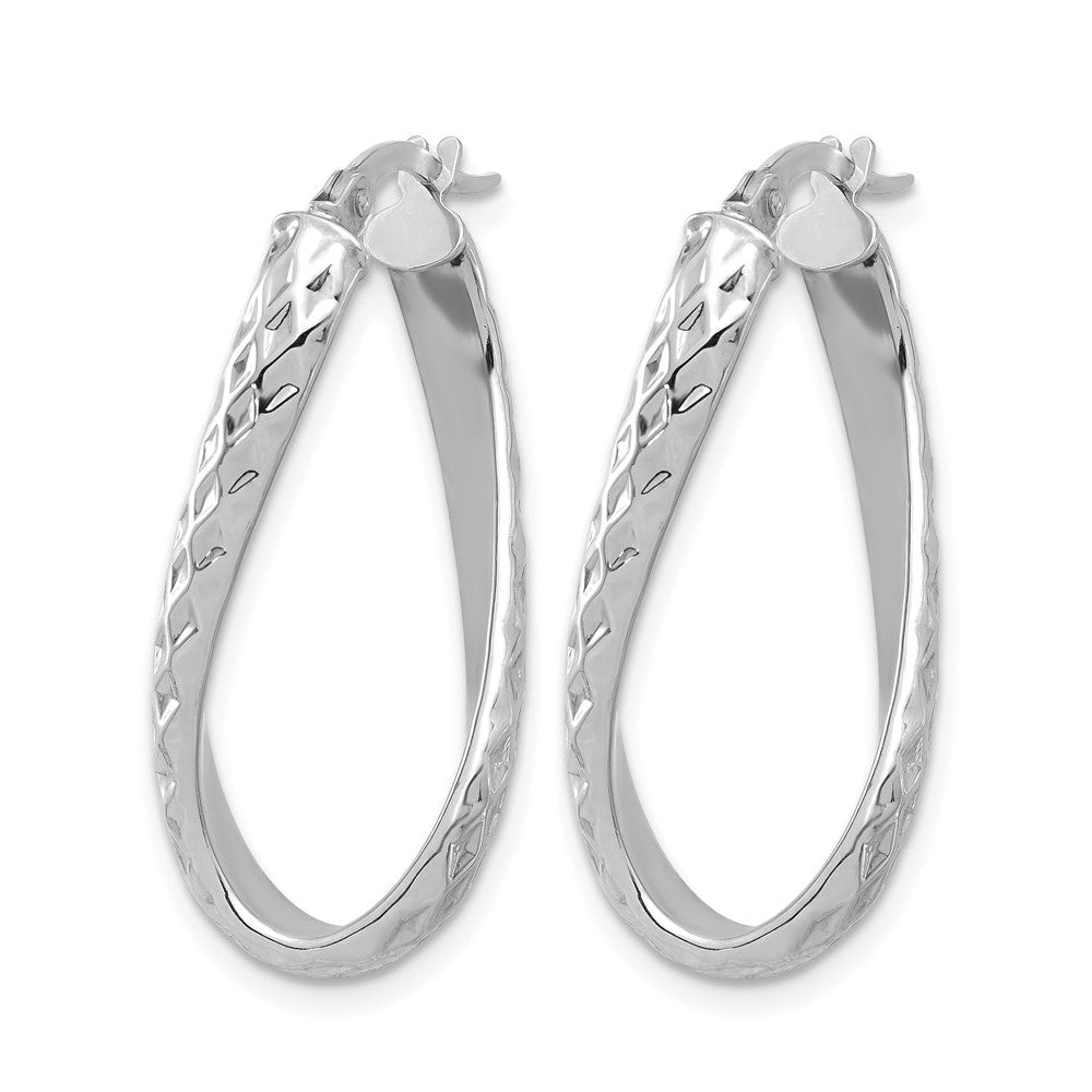 14K Gelb & Rhodium mit Weiß Beschichtung Poliert Diamantiert Gedreht Creolen