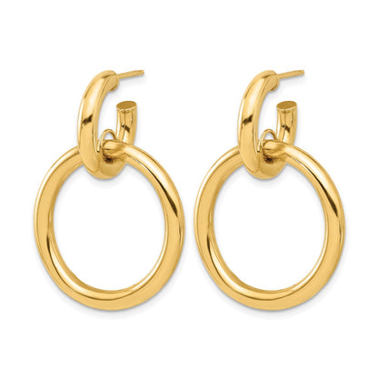 14K Gelbgold Poliert Kreis Hängend Creole Ohrstecker