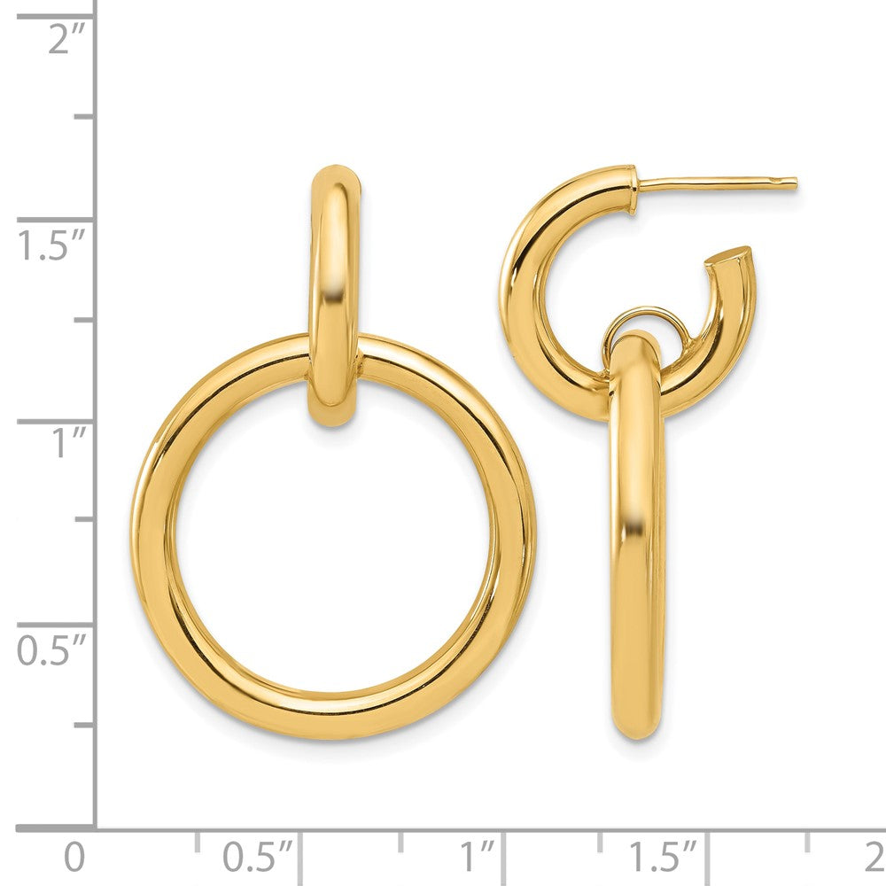 14K Gelbgold Poliert Kreis Hängend Creole Ohrstecker