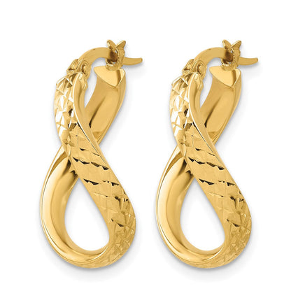 14K Gelbgold Poliert und Diamantiert Gedreht Creolen
