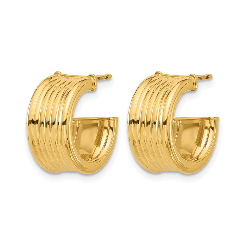 14K Gelbgold Poliert und Gerillt J Creole Ohrstecker