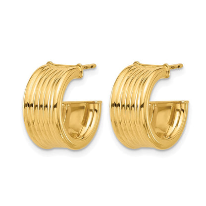 14K Gelbgold Poliert und Gerillt J Creole Ohrstecker