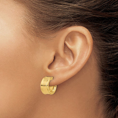 14K Gelbgold Poliert und Gerillt J Creole Ohrstecker