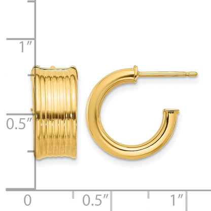 14K Gelbgold Poliert und Gerillt J Creole Ohrstecker