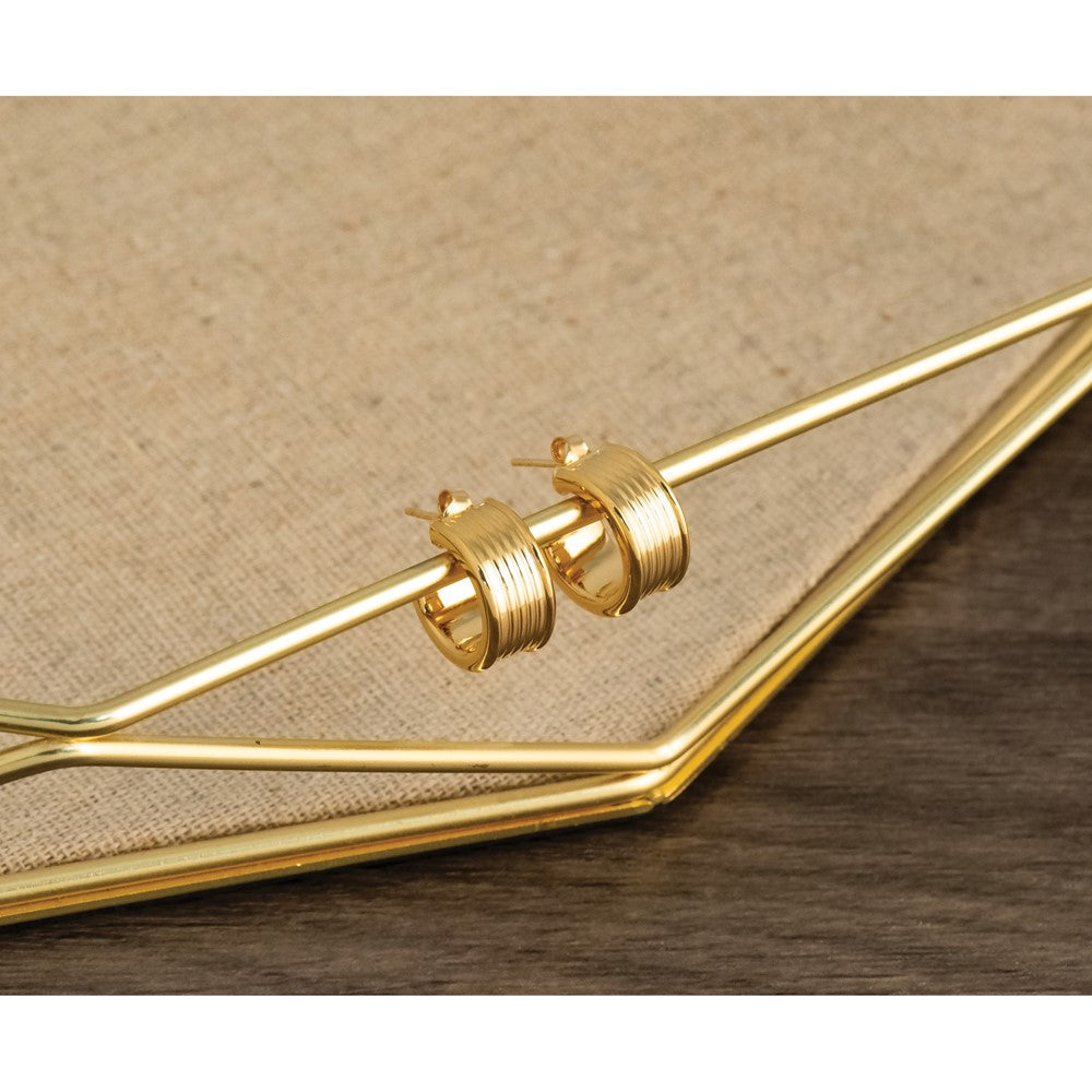14K Gelbgold Poliert und Gerillt J Creole Ohrstecker