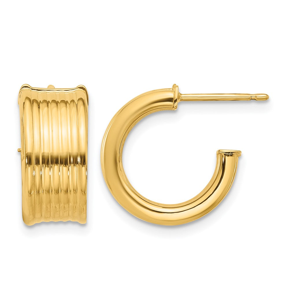 14K Gelbgold Poliert und Gerillt J Creole Ohrstecker